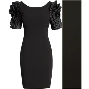 Shani Dramatic Rosette Sleeve Crepe Sheath Cocktail Dress Black thumbnail 9