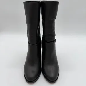 Jimmy Choo Black Soft Leather Sophisticated Pull On Mid Calf Heel Boots 38.5 thumbnail 7