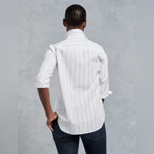 Frank‎ & Eileen - Women's Button Down in White with Thin Red Stripe size small thumbnail 2