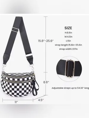 Checkerboard Black and White Crossbody thumbnail 3