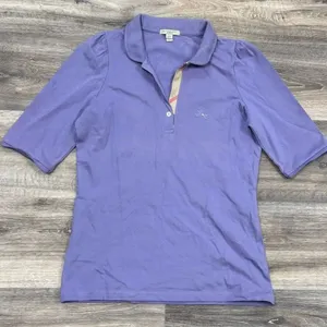 Burberry Brit Lilac Cotton Pique V-Neck Polo Shirt Women’s Large thumbnail 1