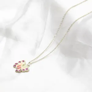 Sterling Silver Pink Butterfly Necklace thumbnail 4