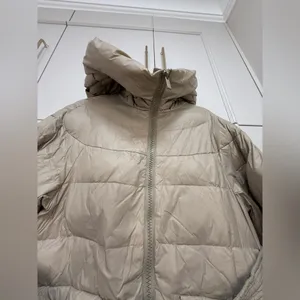 Women’s light brown beige puffer jacket with belt size small thumbnail 11