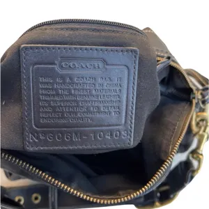 Coach #10403 purse black signature logo jacquard bronze hardware thumbnail 4