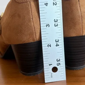 American Eagle Womens Cognac Faux Suede Buckle Ankle‎ Booties Block Heel Size 7 thumbnail 6