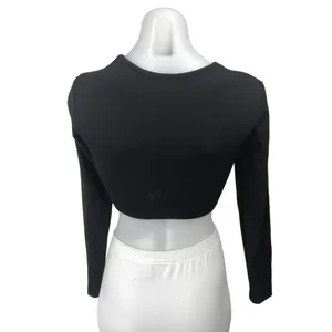 Edikted Women's Black Cutout Crewneck Long Sleeve Knit Crop Sweater Top Size XS thumbnail 2