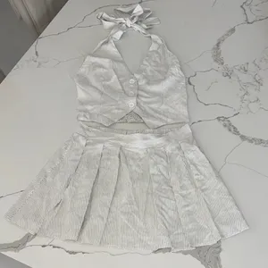 Better Be White Striped Halter Mini Dress thumbnail 1