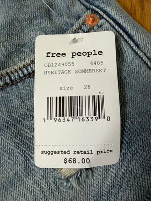 NWT Free People Light Wash Frayed Denim Shorts size 28 thumbnail 3