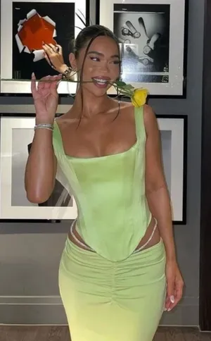House of CB Rafa Corset‎ top lime green satin neon size XS NWOT thumbnail 1