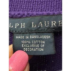 VINTAGE Ralph Lauren Shawl Collar Button Cardigan Sweater‎ Medium Purple #M13-3 thumbnail 5