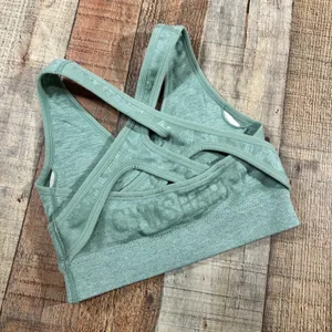 Gymshark Adapt Camo Seamless Sports Bra Sage Green Cross Back Small thumbnail 3