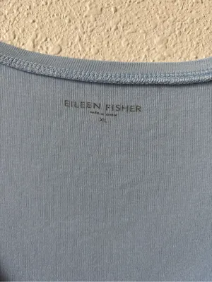 Eileen Fisher 100% Organic Cotton V Neck Top Pale Blue Size XL Minimalist thumbnail 3