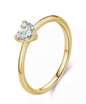 Sterling Silver SIZE 7 18kt Gold Plated 925 Dainty Heart Cubic Zirconia Sparkling Ring thumbnail 1