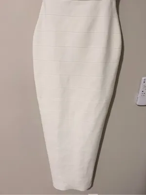 elliatt fiona white fitted bodycon bandage knit maxi gown dress size small thumbnail 5