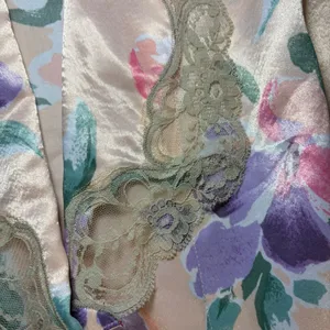 VTG Victorias Secret‎ Gold Label Floral Satin Robe Lace Light Pink Romantic sz M thumbnail 7