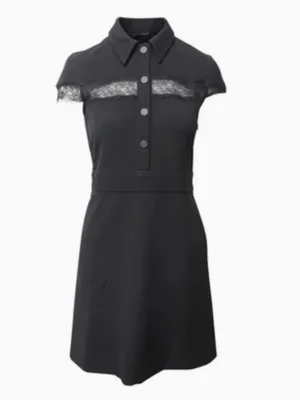 Maje Black Lace-Trim Polo Mini Dress thumbnail 3