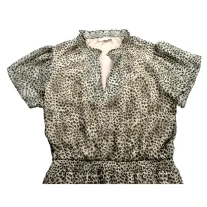 Lovestitch Leopard Print High Low Maxi Dress Brown Tan Smocked Waist Medium thumbnail 6