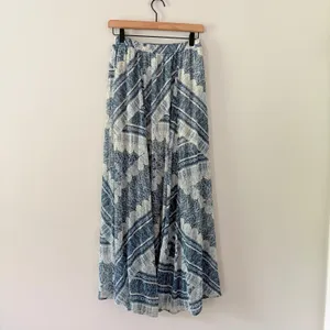 Abercrombie & Fitch Maxi Skirt Medium Blue White Boho Tile Print Elastic Waist thumbnail 3