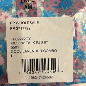 NWT Free People Pillow Talk Pajama Short Set Size L Cool Lavender Color Multi thumbnail 7