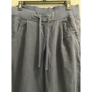 Athleta Linen Reverie Pants Sz 2 Navy Blue Drawstring Elastic Waist Wide Leg thumbnail 11