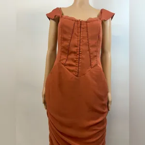 ASOS Orange Maxi Dress with Ruched Skirt Size 6 thumbnail 3