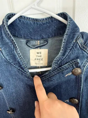 Free People Imogene Denim Officer Jacket in Ensign Wash L thumbnail 9