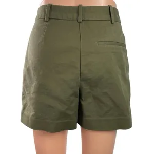 Zara Women's Green High Rise Pleated Cuffed Chino Khaki Mini Shorts Size XS thumbnail 3