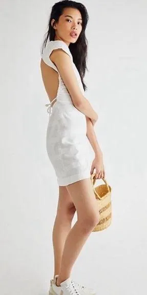 free people meika white backless cutout mini dress thumbnail 1