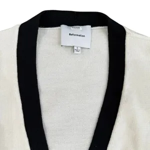 Reformation Scout Regenerative Merino Boyfriend Cardigan in Cream, Size S​ thumbnail 4