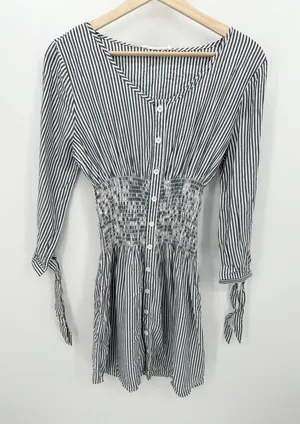 Jack BB Dakota Womens‎ Blue Striped Smocked Dress Size S NWT Cosplay Sailor thumbnail 1