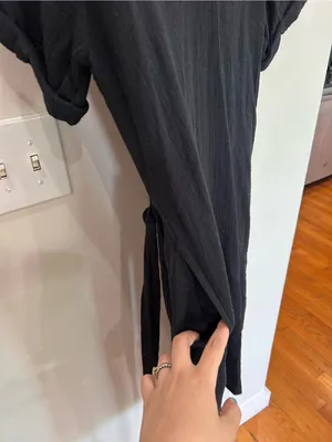 Magaschoni Black Gauze Tie-Waist Midi Dress with Side Slit M thumbnail 6