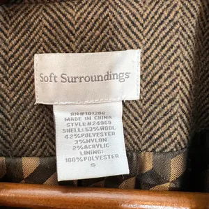 Soft Surroundings brown black herringbone metallic velvet accent coat wool small thumbnail 5
