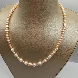 Sterling 925 Pearl Necklace - Pink and White Pearls thumbnail 2