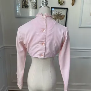Vintage 60s Red Velveteen Shift Dress Pink Cropped Blouse XS thumbnail 11