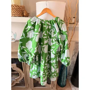 Kate Spade New York x Target Floral Puff Sleeve Mini Dress Green Large thumbnail 5