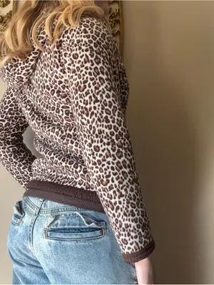 Faded Glory Leopard Print Hooded Zip-Up Fleece Jacket thumbnail 7