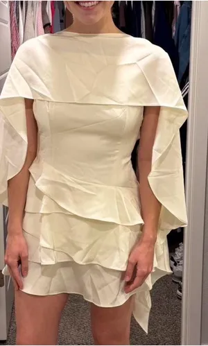 Miss rosier dress Lyna white satin ruffle dress thumbnail 1