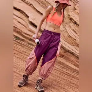 Colorblock Free People Movement Joggers in Plum and Dusty Pink thumbnail 2