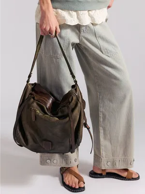Free People We The Free Benton Messenger Bag in Olive Green - New w/ Flaw thumbnail 2