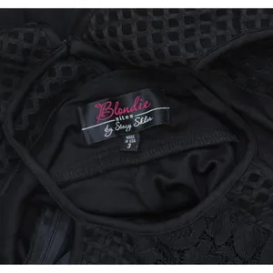 Blondie Nites Juniors Crochet Knit Ruched Gown Dress 56318 Black 3 thumbnail 4