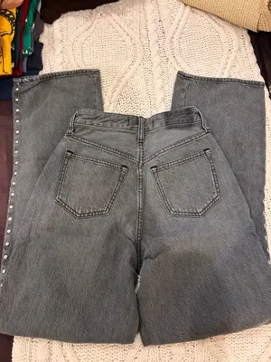 Abercrombie & Fitch Grey Studded Jeans thumbnail 6