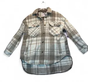 Sage Women's Plaid Super Plush Sherpa Lined Fleece Shirt Jacket, Green, Small thumbnail 1