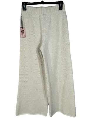 Sincerely Jules Medium Wide Leg Sweater Pants Pull-On High-Rise Stretch Beige thumbnail 3