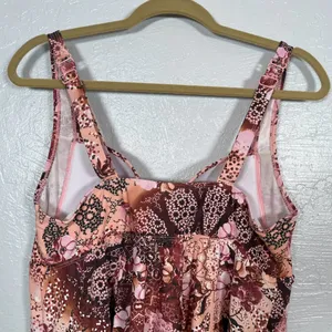 Torrid Women Plus Size 1 D/DD Pink Maroon Floral Tankini Underwire Built in Bra thumbnail 9