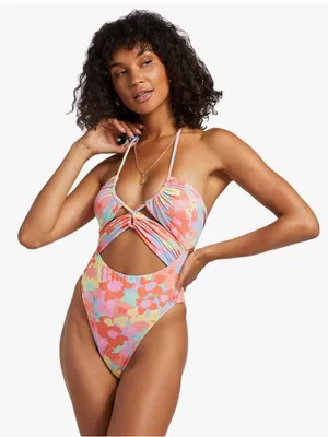 Billabong Coast Is Clear One Piece swimsuit in a multi-colored floral print L thumbnail 1