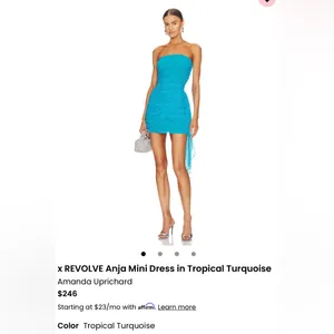 Amanda Uprichard Strapless Ruched Mini Dress in Bright Turquoise thumbnail 2