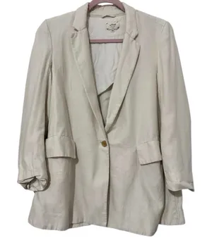 Aritzia Wilfred Linen Blazer Cream White Size 6 Summer Vacation‎ thumbnail 1