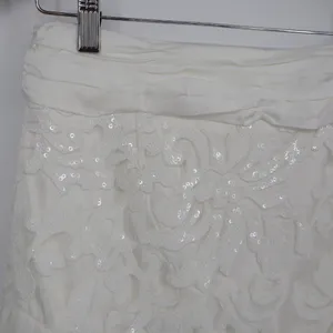Naked Wardrobe White Floral Sequin Pleated Mini Skirt Womens Small thumbnail 3