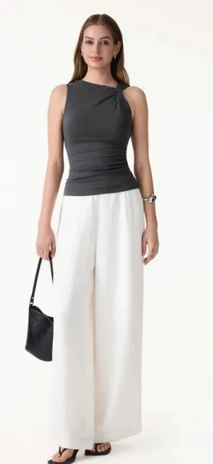 OGLmove Navy Blue Asymmetric Neckline Sleeveless Tank Top Size XS New NWT thumbnail 1