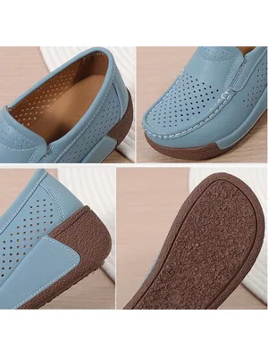 NEW Vegan Leather Orthotic Toning Rocker Cutout Walking Shoes Platform Slip On 8 thumbnail 5